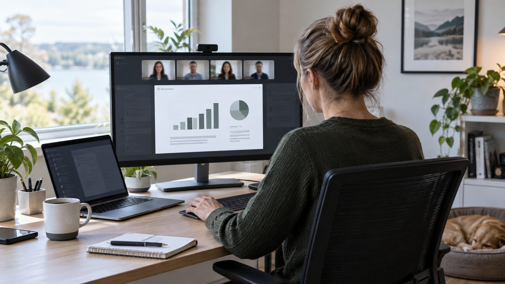 Trygg skjermdeling i et digitalt møte med bare presentasjonsvinduet synlig.